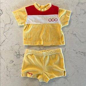 Vintage 1980’s Yellow and Red Baby Outfit
